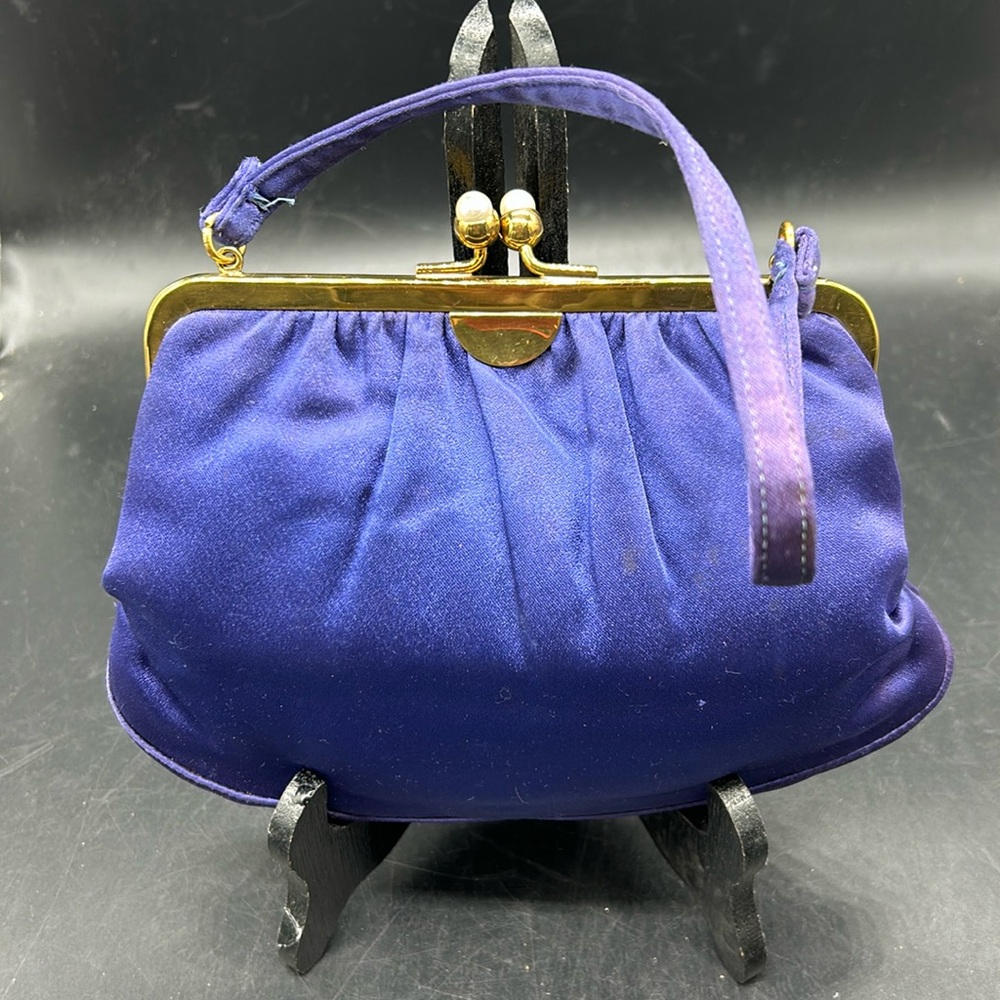 Vintage Morris Moskowitz  Navy Satin Bag